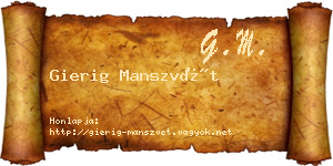 Gierig Manszvét névjegykártya